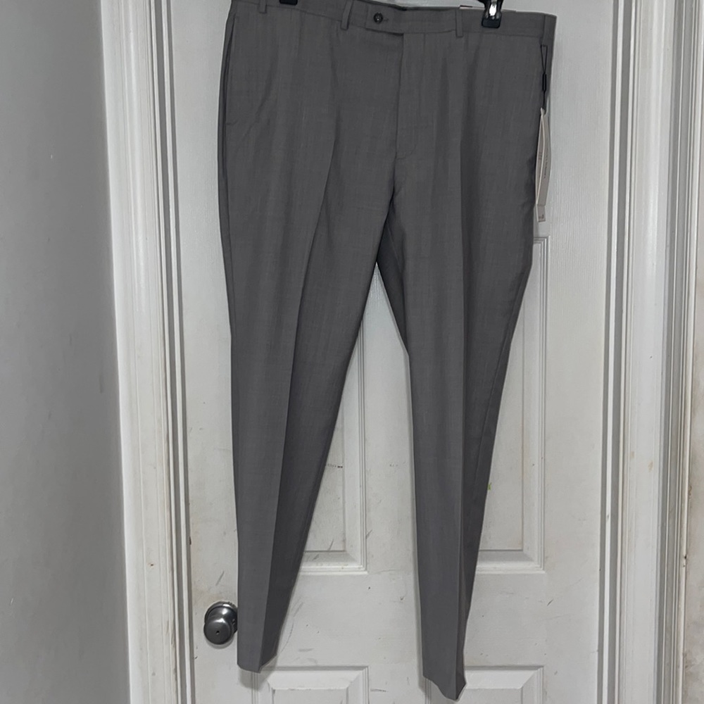 Calvin Klein Jerome Slim-Fit Dress Pants-Light Grey, 100% wool natural stretch